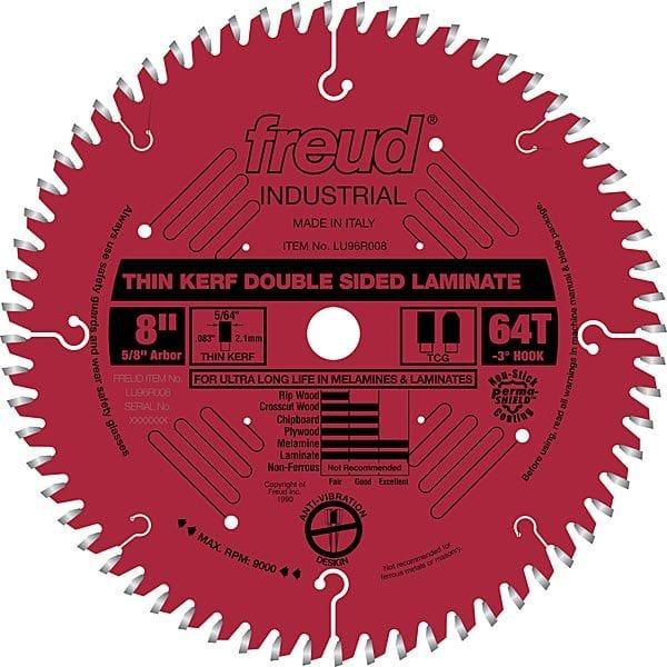 LU96R008 Double sided Laminate / Melamine Saw Blade 8" X 5/8" Bore X 64Tooth Thin Kerf